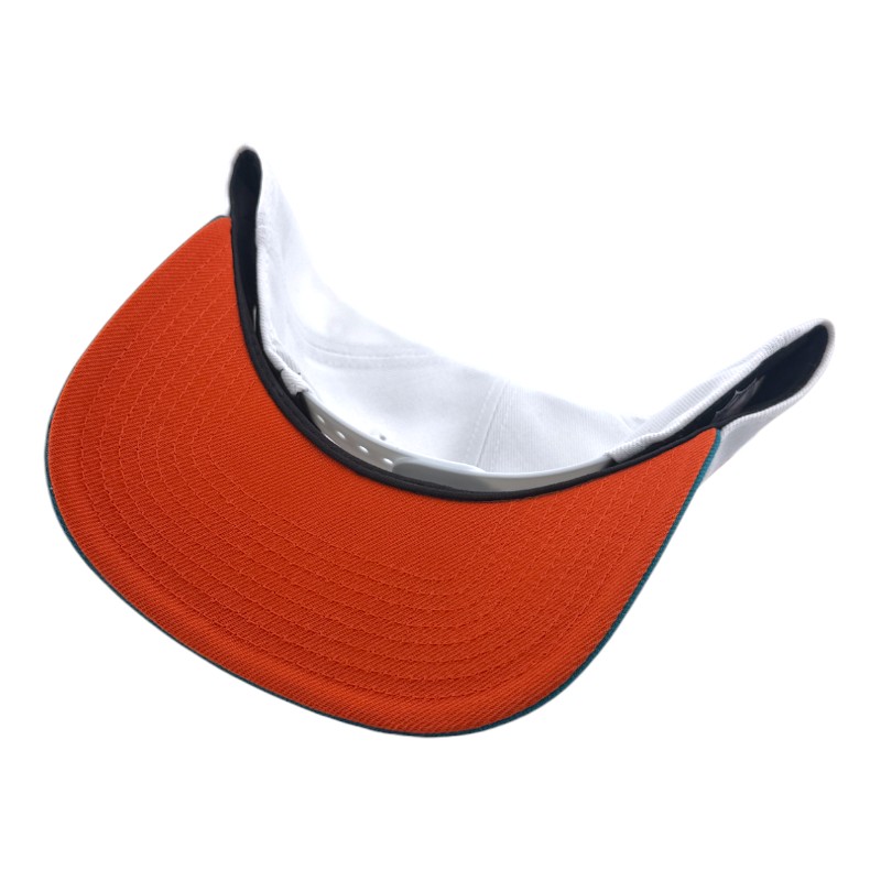 Miami Dolphins White & Teal Retro 25th Year Patch Orange UV New Era A-Frame Snapback Hat