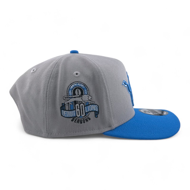 Detroit Lions Gray & Blue 60th Season Patch Gray UV New Era A-Frame Snapback Hat