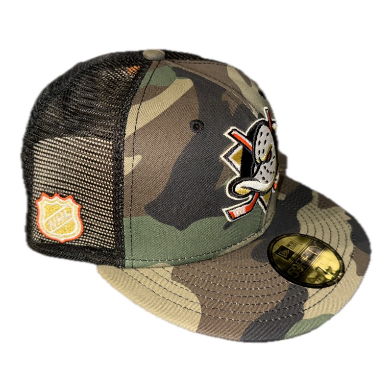 Anaheim Ducks Woodland Camo Black Trucker NHL Patch Green UV New