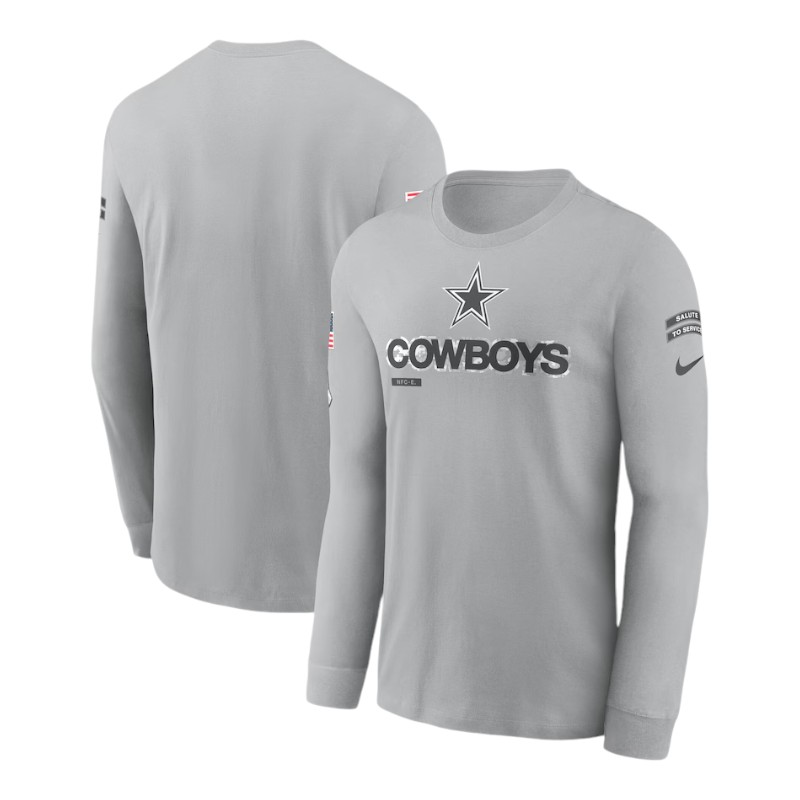 Dallas Cowboys 2024 Salute To Service Nike Long Sleeve Gray Shirt