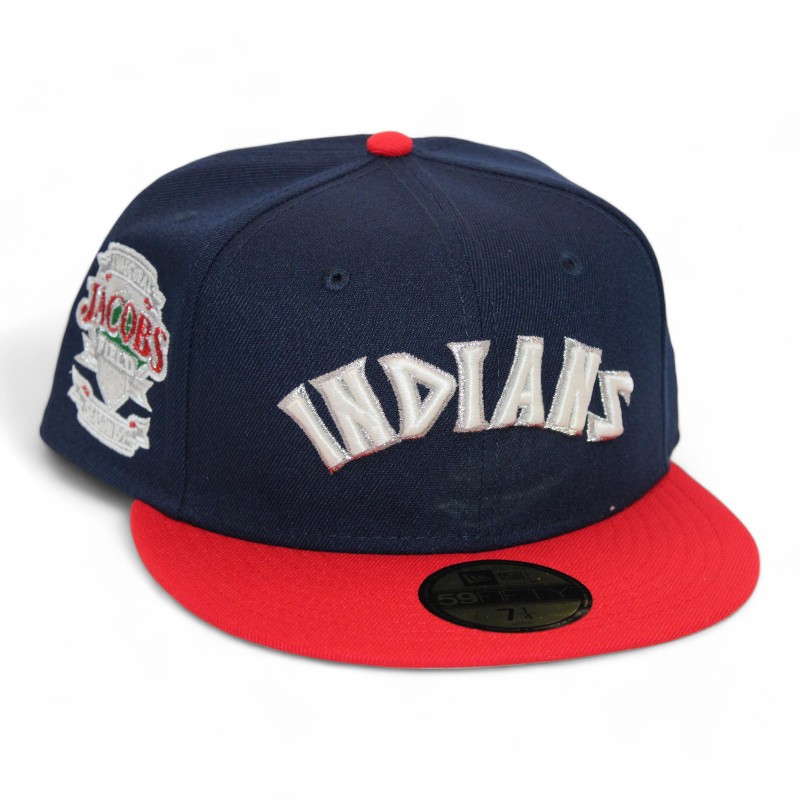 Cleveland Indians Navy and Red "DPM Stock Pack" Inaugural Season Side Patch Gray UV New Era 59Fifty Fitted Hat