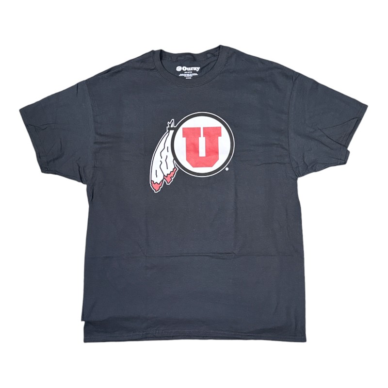 Utah Utes Black Drum and Feather Logo Ouray Adult T-Shirt