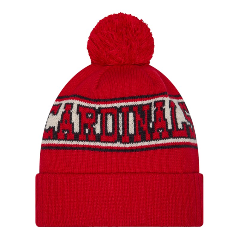 St. Louis Cardinals Red and White Pom Cuffed Knit Beanie Hat