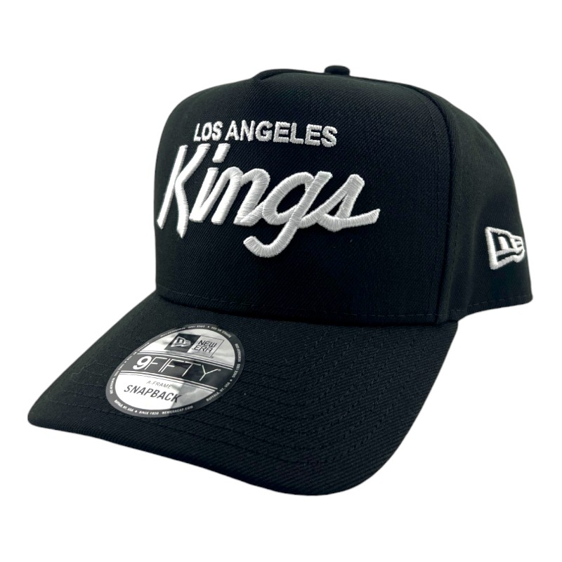 Los Angeles Kings Black Script Logo NHL New Era 9FIFTY A-Frame Snapback Hat