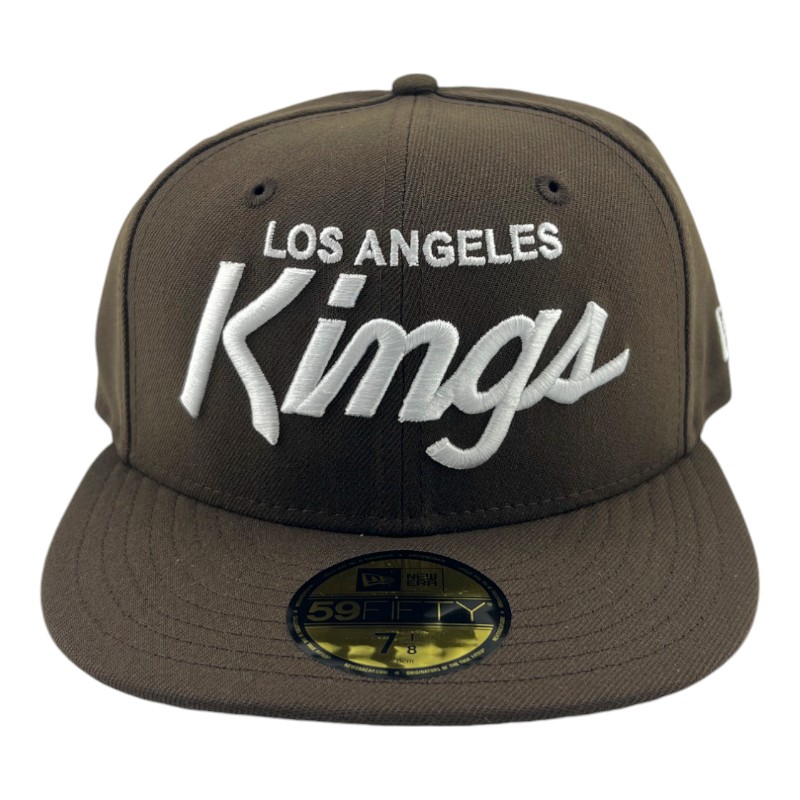 Los Angeles Kings Brown Script Logo with Gray UV NHL New Era 59FIFTY Fitted Hat