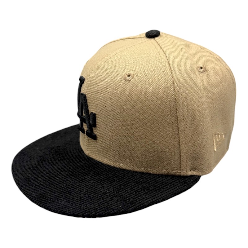 Los Angeles Dodgers Camel and Black Corduroy 100th Anniversary Patch Pink UV New Era 59FIFTY Fitted Hat