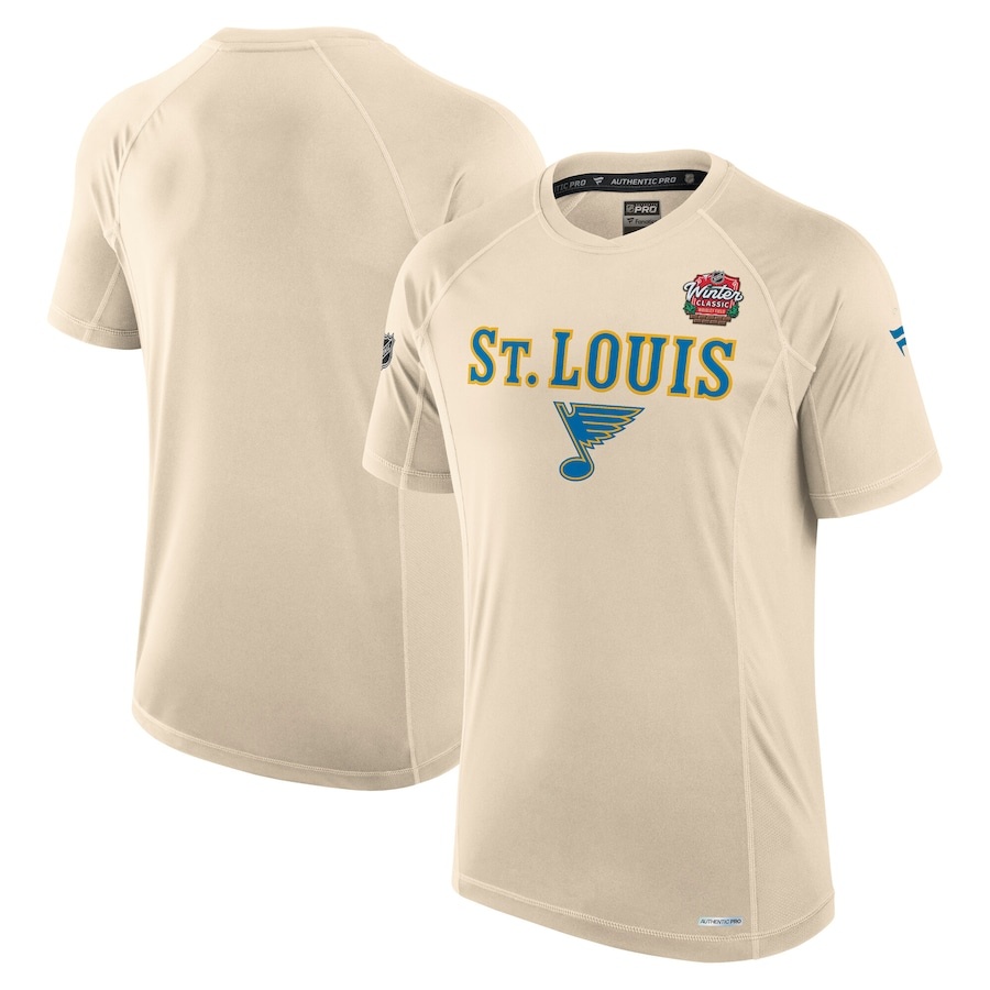 St. Louis Blues Tan 2025 NHL Winter Classic Authentic Pro Poly Tech T-Shirt