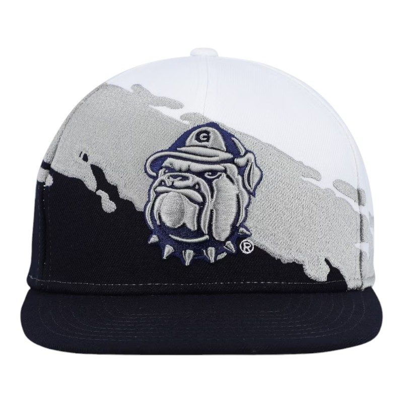 Georgetown Hoyas Navy and White Mitchell & Ness Paintbrush Snapback Hat