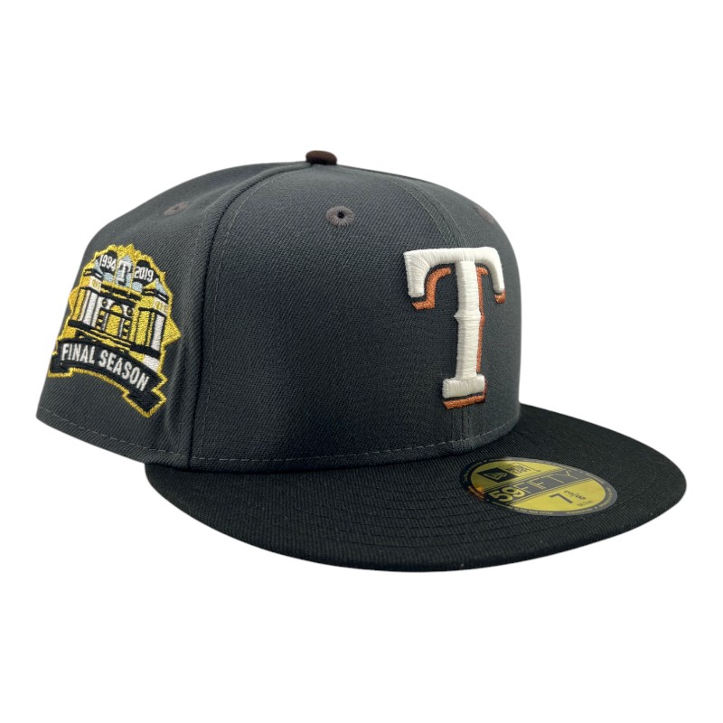 Texas Rangers Graphite and Black Final Season Patch Gray UV New Era 59FIFTY Fitted Hat