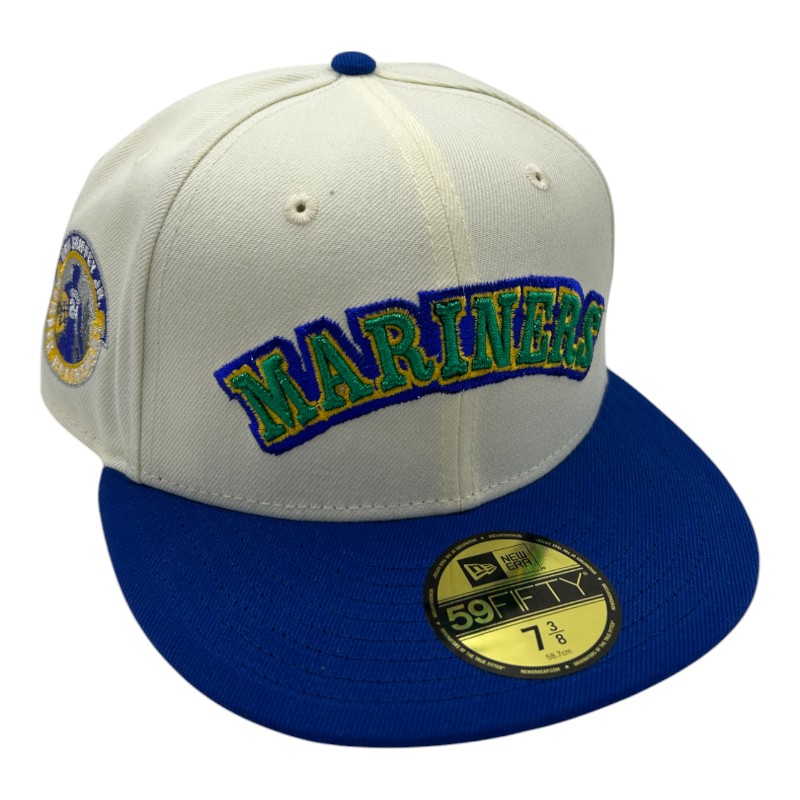 Seattle Mariners Chrome and Royal Blue Ken Griffey Jr. Number Retirement Patch Green UV New Era 59FIFTY Fitted Hat