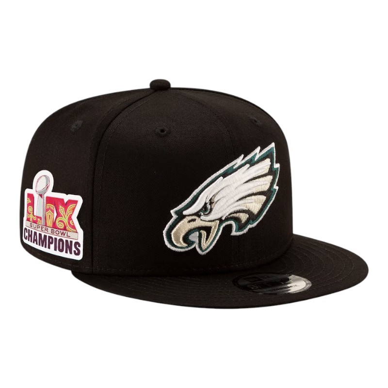 Philadelphia Eagles Black Super Bowl LIX Champions Patch New Era 9FIFTY Snapback Hat