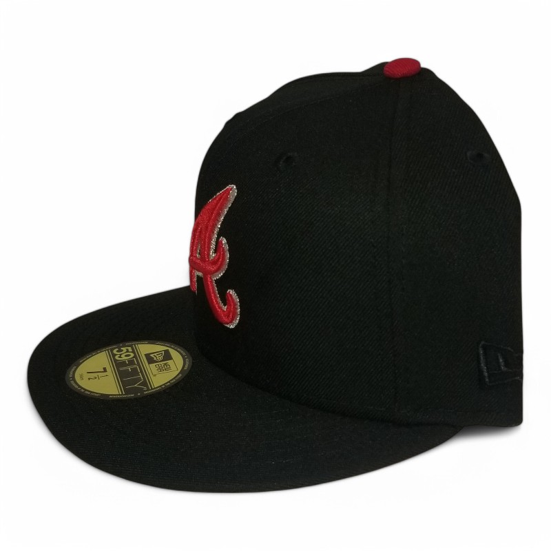 Atlanta Braves Black Red and Silver Metallic 40th Anni Patch UV New Era 59FIFTY Fitted Hat