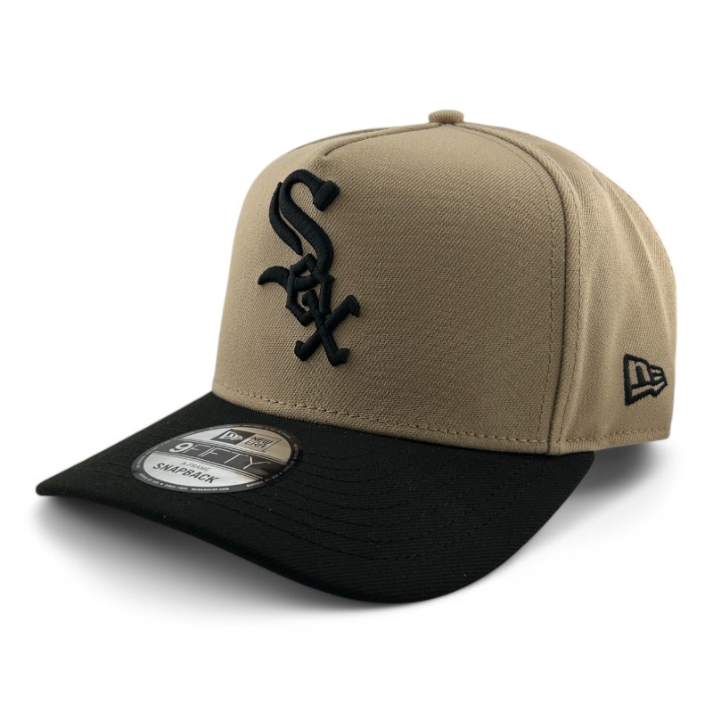 Chicago White Sox Khaki and Black Black UV New Era A-Frame Snapback Hat