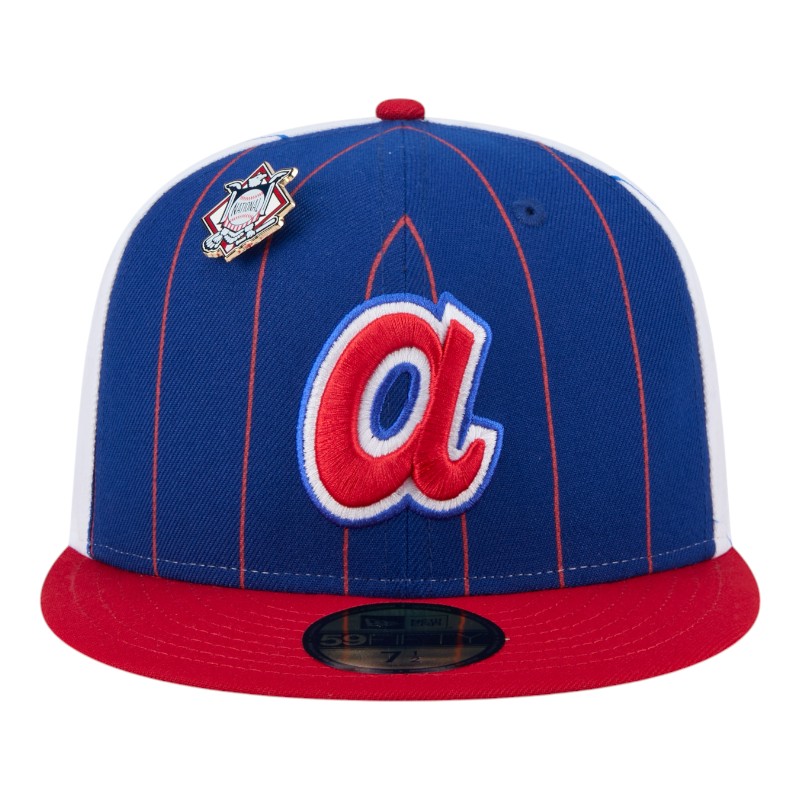 Atlanta Braves Pinstripe with League Pin New Era 59FIFTY Fitted Hat