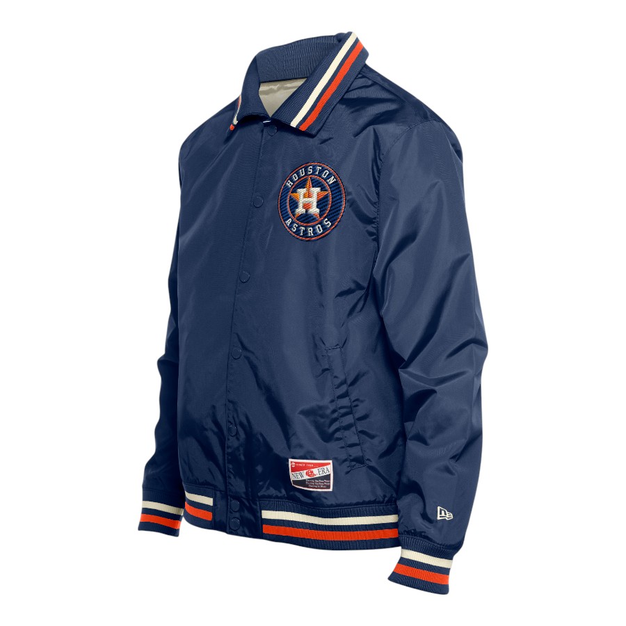 Astros スタジャン ネイビー Houston Astros Navy and Orange Throwback New Era Jacket | Pro