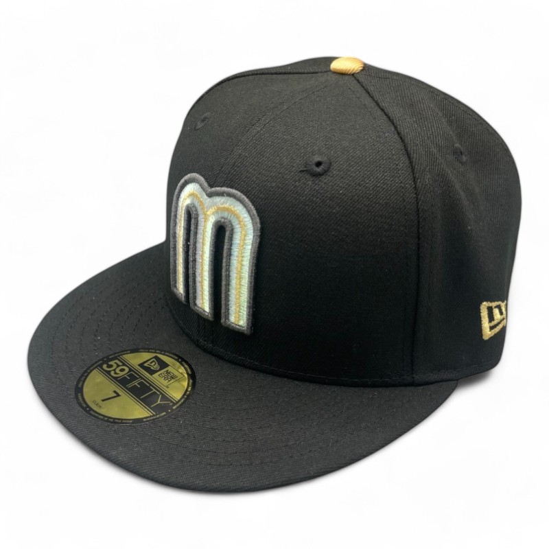 Mexico Black and Gold Aztec Calendar Patch Grey UV New Era 59FIFTY Fitted Hat