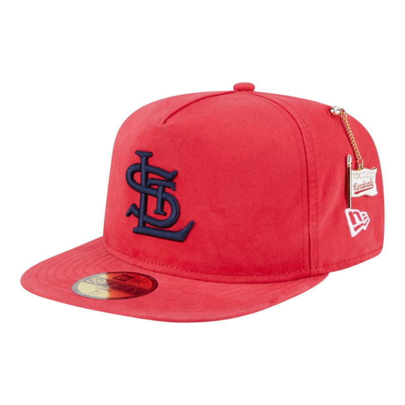 St. Louis Cardinals Red Denim Chain with Flag New Era 59FIFTY A-Frame Fitted Hat