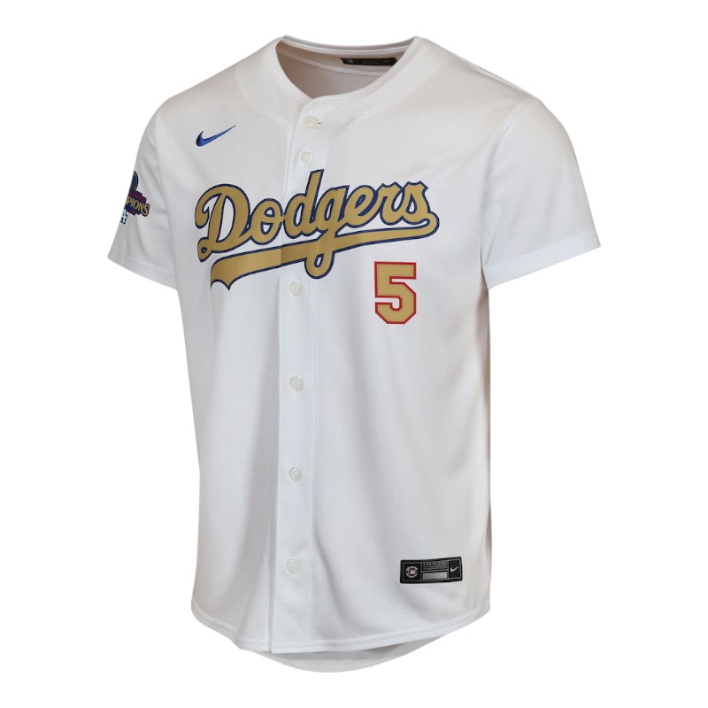 Youth Los Angeles Dodgers Freddie Freeman 2025 Gold Collection Nike Limited White Home Player Jersey