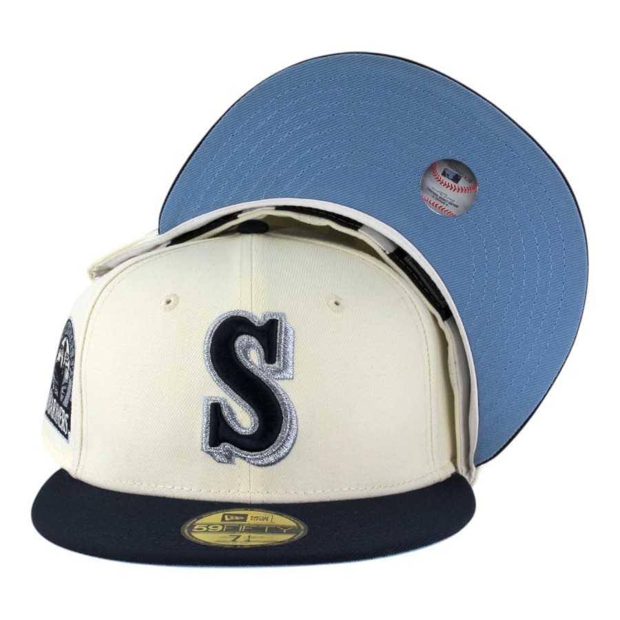 Seattle Mariners Chrome and Oceanside Blue 40th Anniversary Patch Icy UV New Era 59FIFTY Fitted Hat