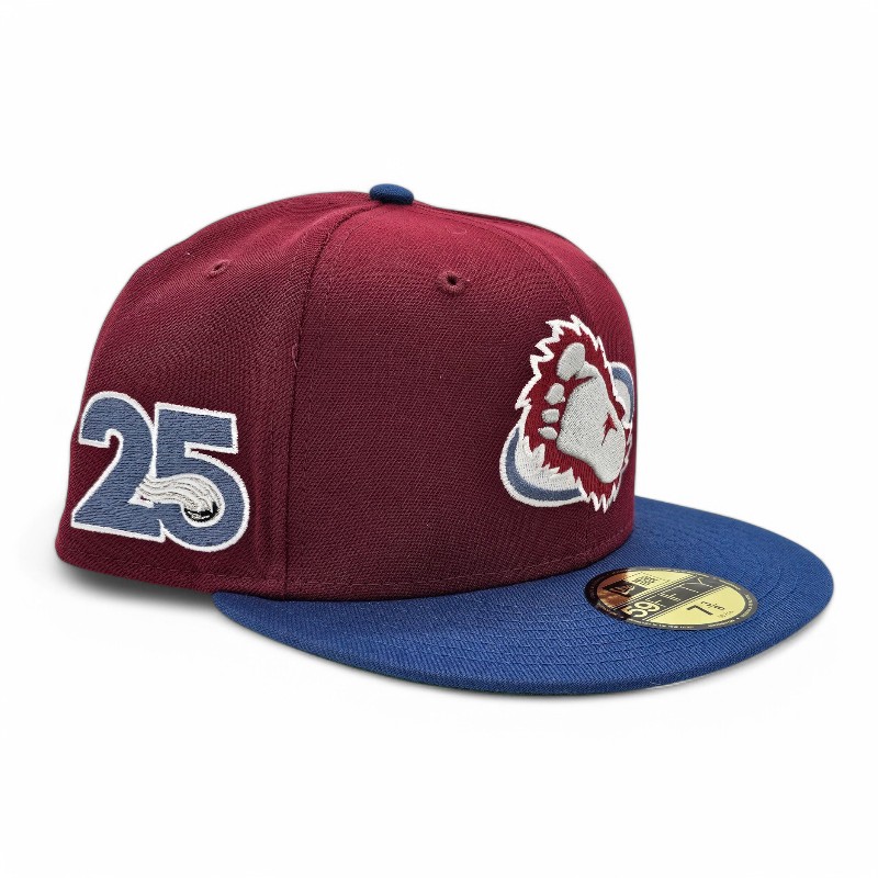 Colorado Avalanche Cardinal Songbird Blue 2T Leon the Lab 25th Anniversary Patch Green UV New Era 59FIFTY Fitted Hat