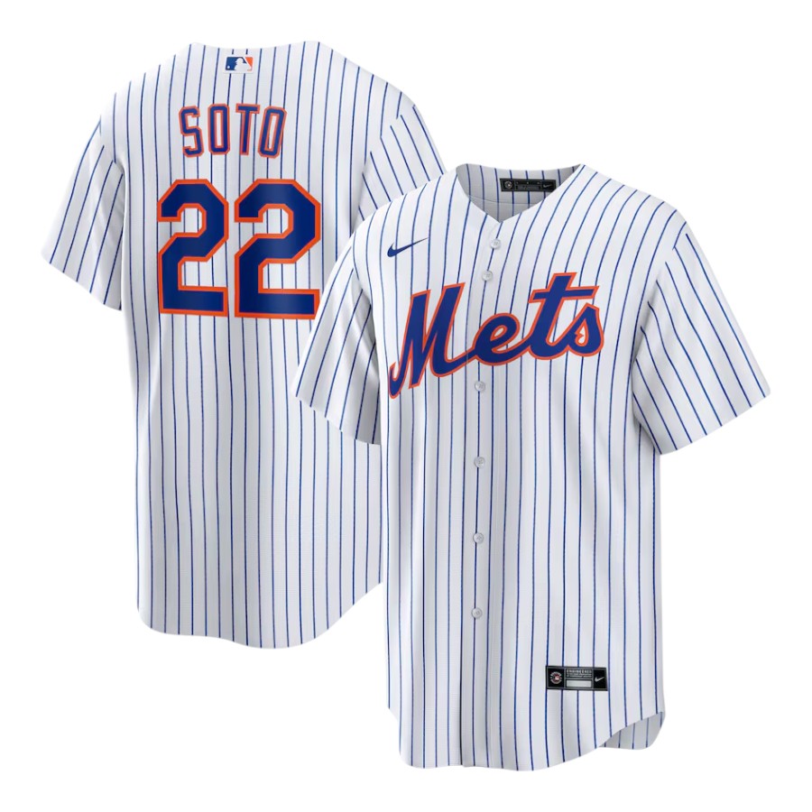 New York Mets Juan Soto Nike White Pinstripe Home Replica Player Jersey