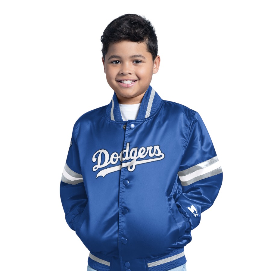 Youth Los Angeles Dodgers Royal Blue Satin Full Button Up Jacket