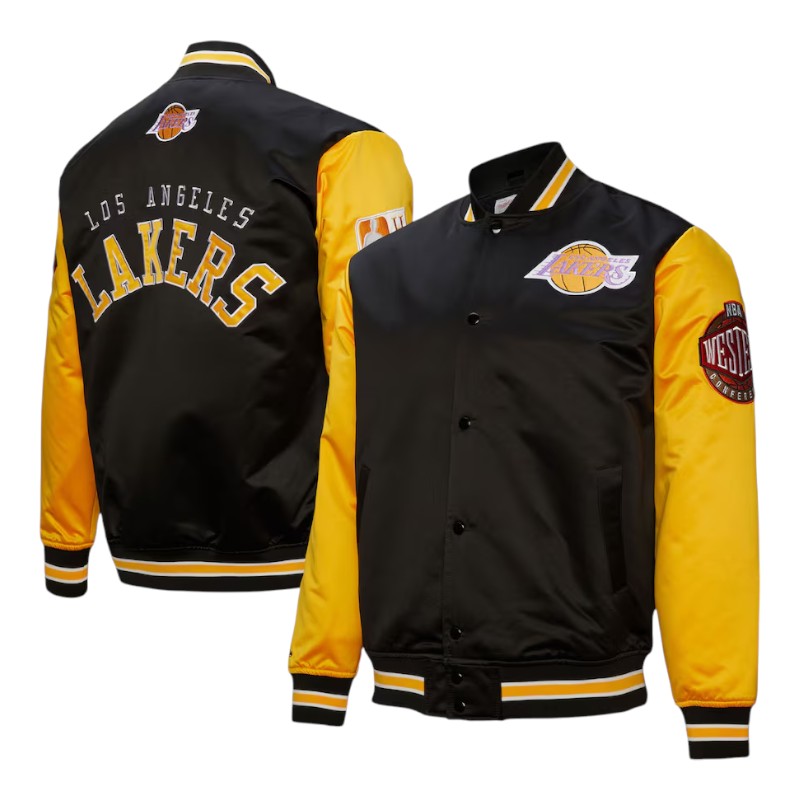 【祝日価格】Mitchell&ness イエローバックス スタジャン　L Los Angeles Lakers Black and Gold Hardwood Classic Primetime