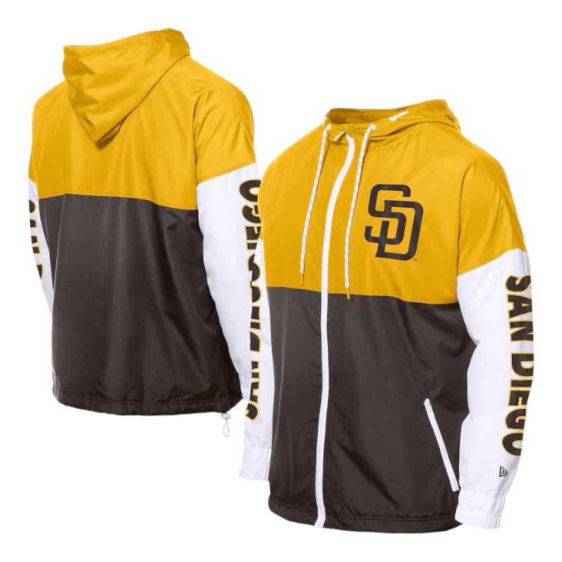 San Diego Padres Brown and Yellow Leisure New Era Windbreaker