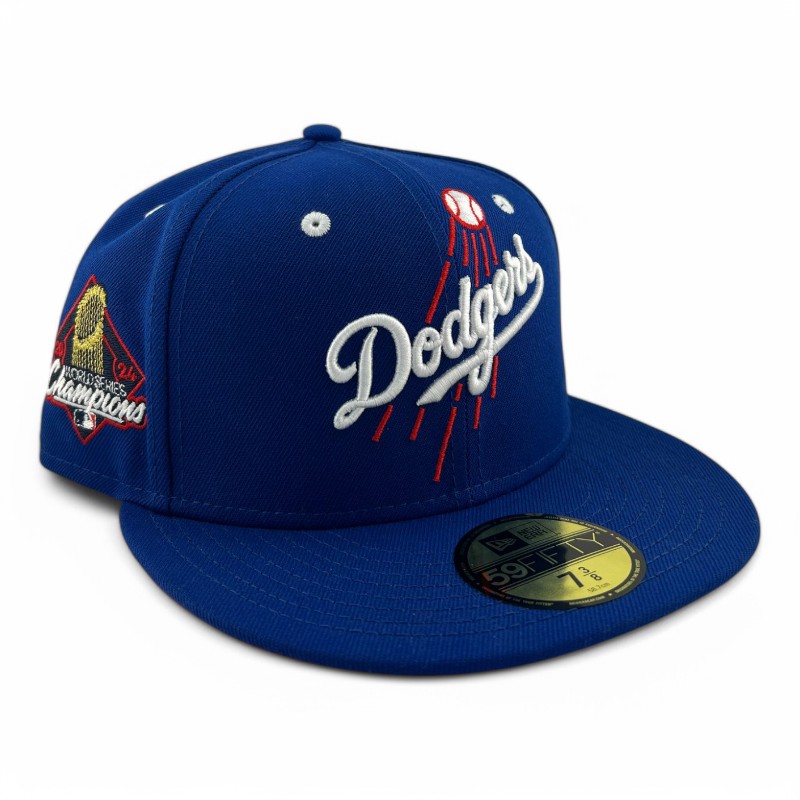 Los Angeles Dodgers Royal Blue Script "Shoot for the Stands" 2024 WS Champs Patch UV New Era 59FIFTY Fitted Hat
