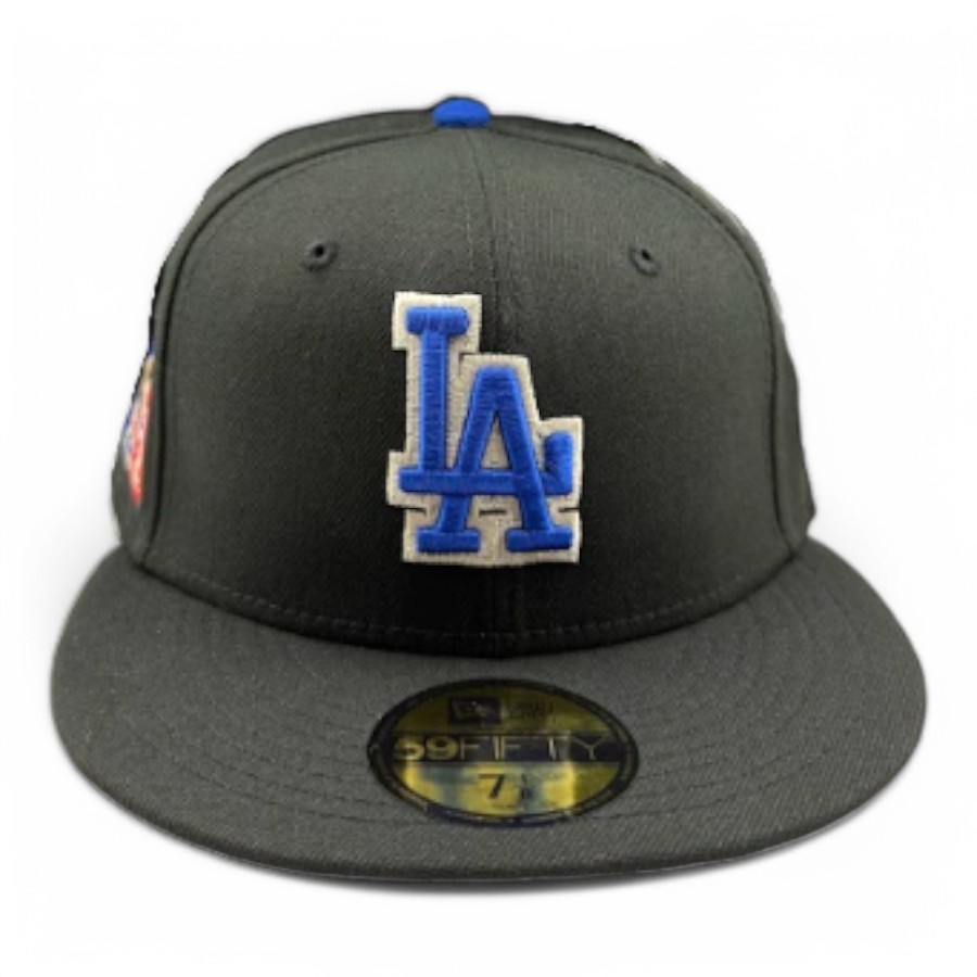 Los Angeles Dodgers Jet Black 75th Jackie Robinson Patch Grey UV New Era 59FIFTY Fitted Hat