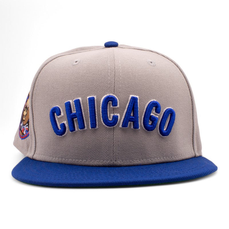 Chicago Cubs Grey and Blue Clark the Bear Patch Green UV New Era 59Fifty Fitted Hat