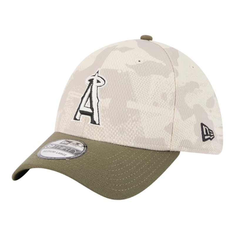 Los Angeles Angels Light Beige and Olive 2025 Armed Forces Day New Era 39THIRTY Flex Hat