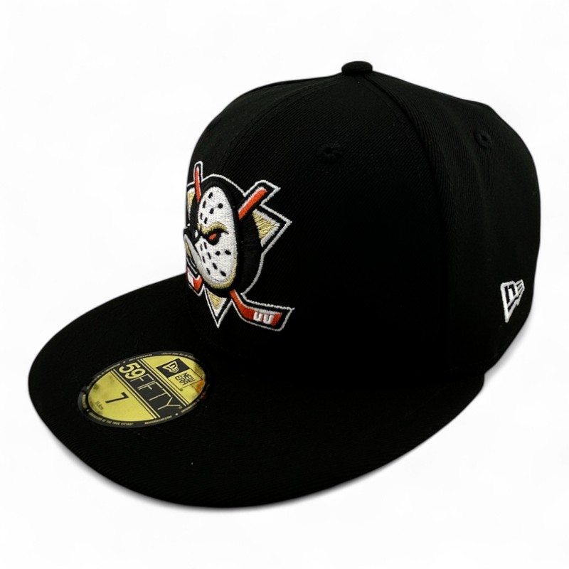 Anaheim Ducks Black and Gold Metallic 2007 Stanley Cup Champs Patch Gray UV NHL New Era 59FIFTY Fitted Hat