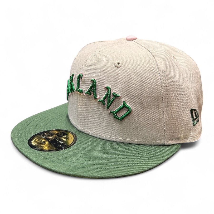 Oakland Athletics Stone Grey and Green Ricky Henderson Field Patch Pink UV New Era 59FIFTY Fitted Hat