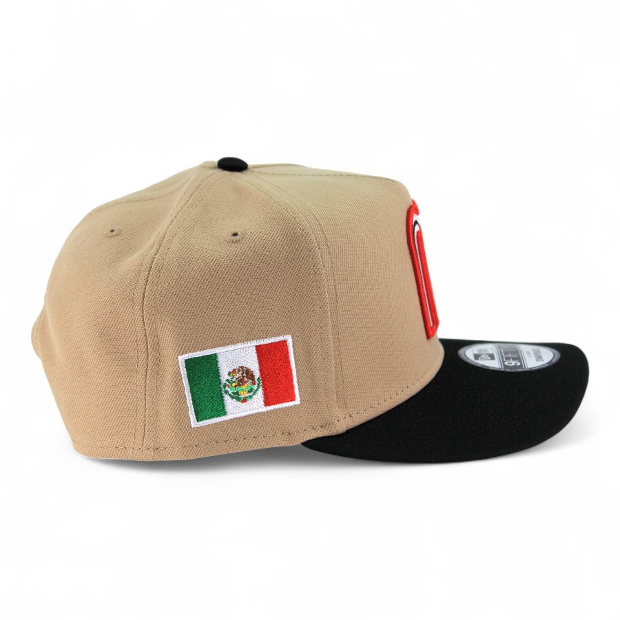 Mexico Khaki Brown and Black Flag Patch "2025 Cinco De Mayo" Red UV New Era 9FIFTY A-Frame Snapback Hat