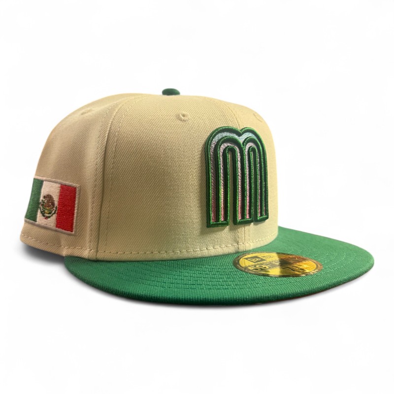Mexico Chrome and Green Flag Patch Serape UV New Era 59FIFTY Fitted Hat