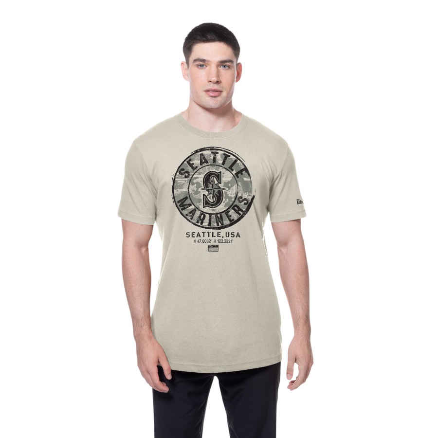 Seattle Mariners Light Tan 2025 Armed Forces New Era T-Shirt
