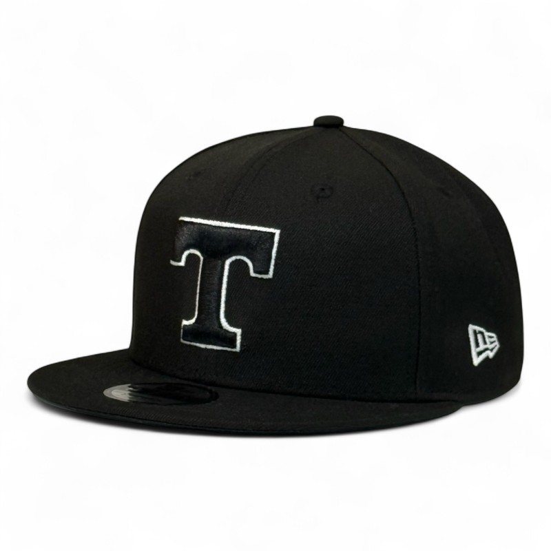 Tennessee Volunteers White on Black Outline Black Power T New Era 9FIFTY Snapback Hat