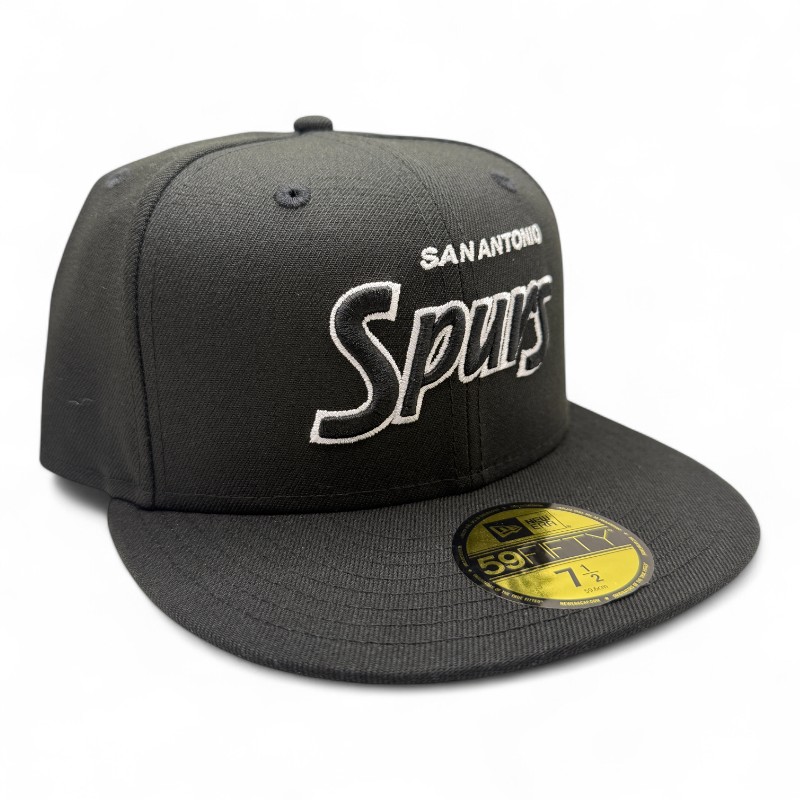 San Antonio Spurs White on Black Teal UV New Era 59FIFTY Fitted Hat