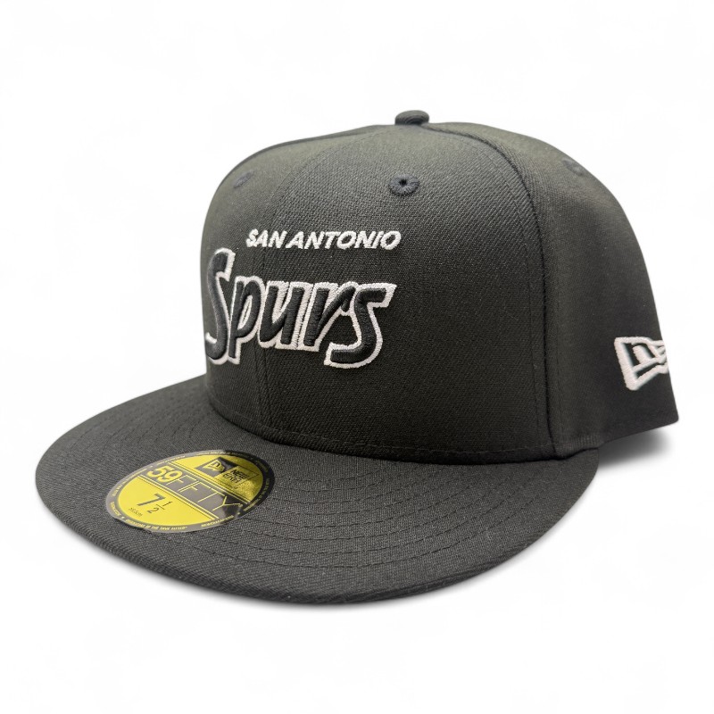 San Antonio Spurs White on Black Teal UV New Era 59FIFTY Fitted Hat