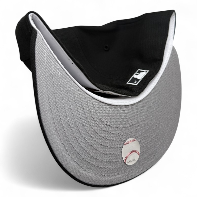 Texas Rangers White on Black Arlington Patch Gray UV New Era 59FIFTY Fitted Hat