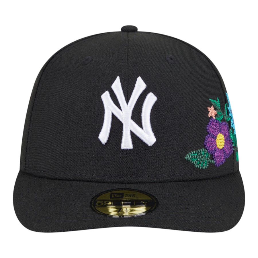 New York Yankees Black Tonal Floral Pre-Curved Era 59FIFTY Fitted Hat