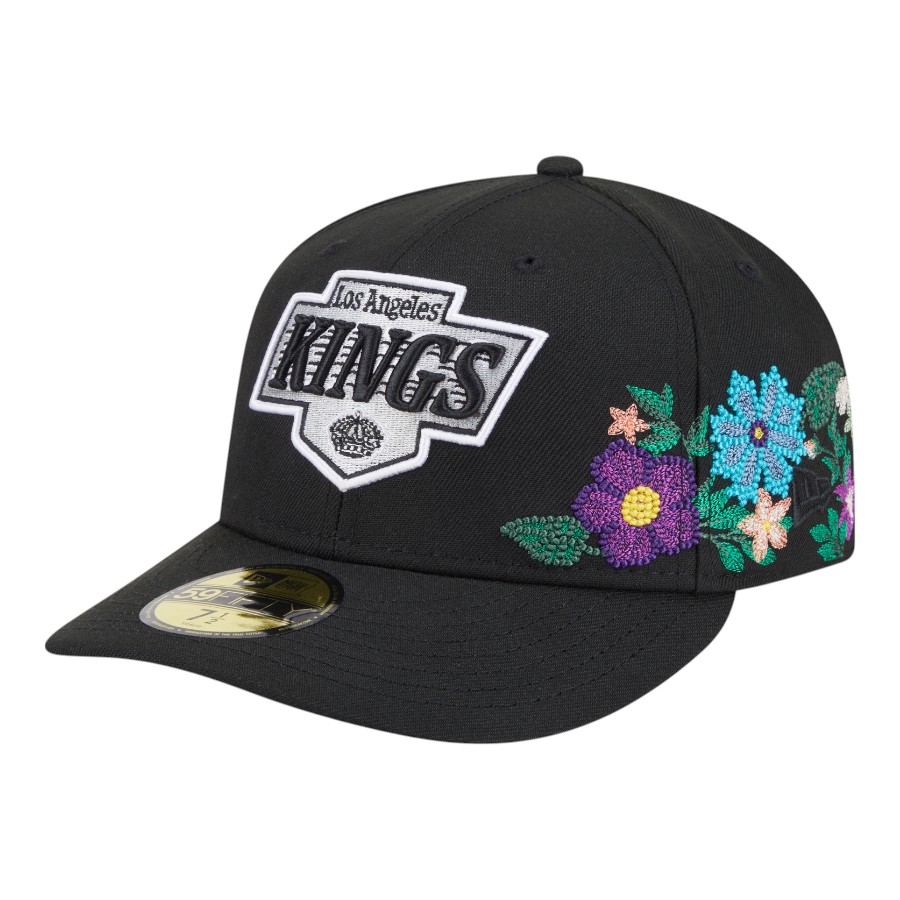 Los Angeles Kings Black Tonal Floral Pre-Curved New Era 59FIFTY Fitted Hat