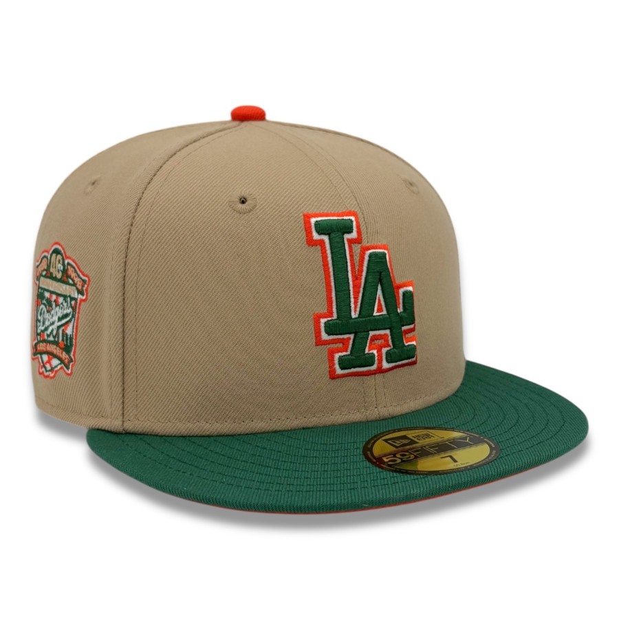 Los Angeles Dodgers Camel and Green 40th Anniversary Patch Red UV New Era 59FIFTY Fitted Hat