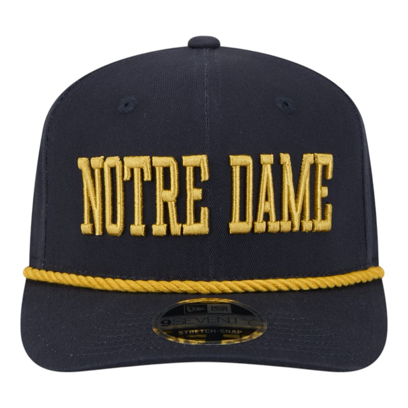 Notre Dame Fighting Irish Navy Wordmark Roper NCAA New Era 9SEVENTY Stretch Snapback Hat