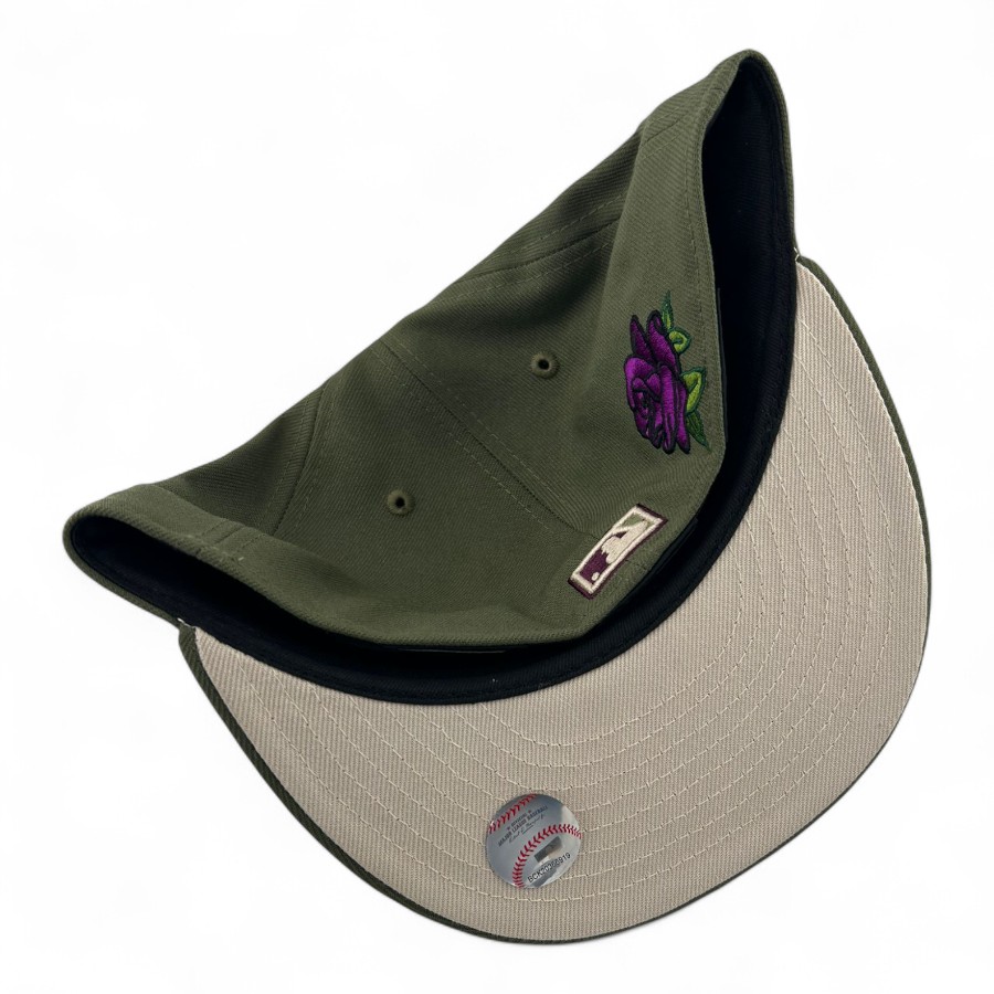 Los Angeles Dodgers Olive Green with Purple Rose "Frida" 40th Anniversary Cream UV New Era 59FIFTY Fitted Hat