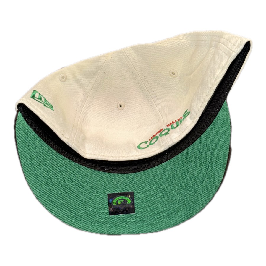 Lehigh Valley Coquis Chrome and Walnut Brown Puerto Rico Flag Patch Kelly Green UV MiLB New Era 59FIFTY Fitted Hat