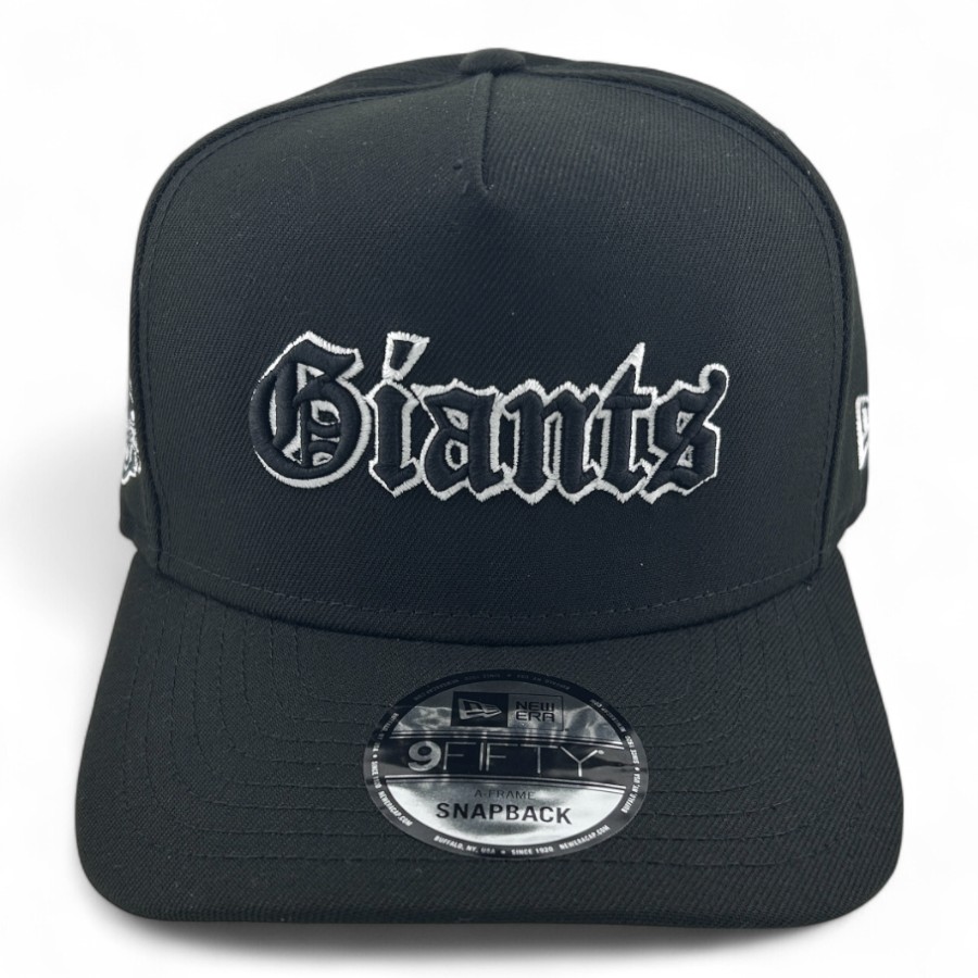 San Francisco Giants White on Black Old English 2000 Inaugural Patch Gray UV New Era A-Frame Snapback Hat