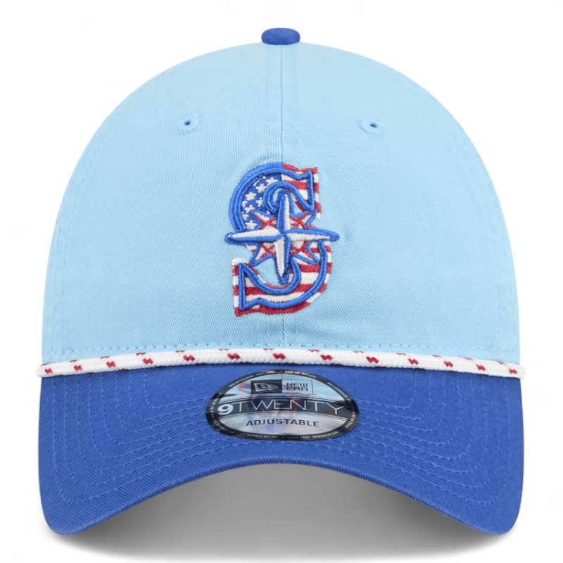 Seattle Mariners Light Blue and Royal Blue 2025 Fourth of July 9TWENTY Adjustable Hat