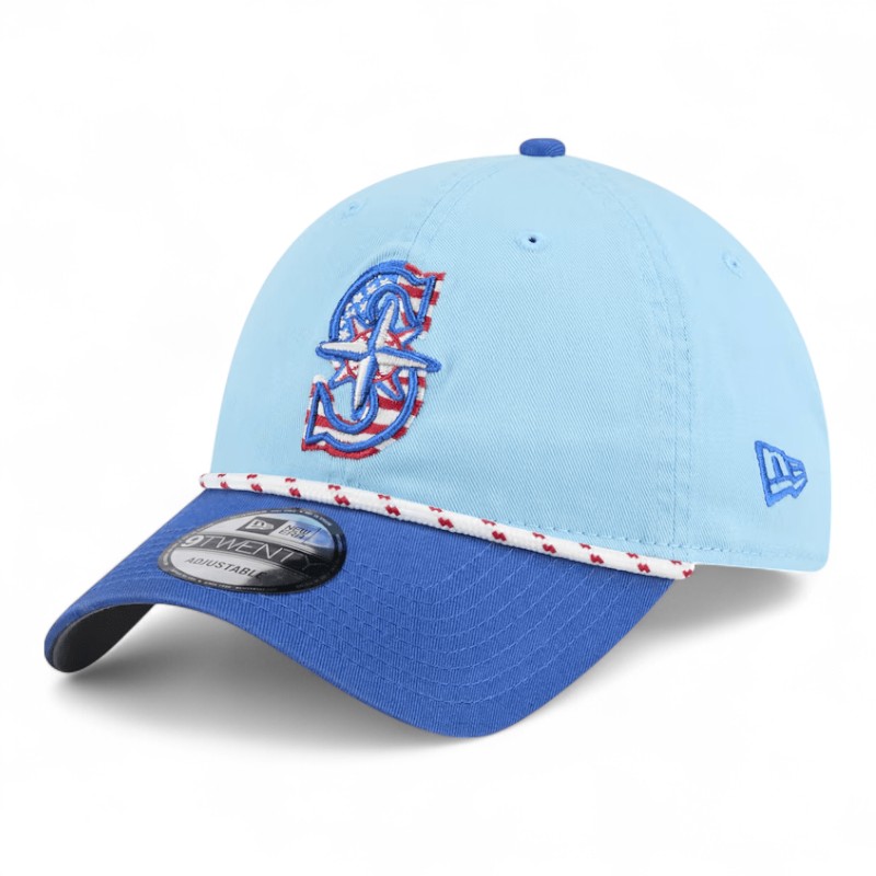 Seattle Mariners Light Blue and Royal Blue 2025 Fourth of July 9TWENTY Adjustable Hat
